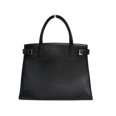 美品 BURBERRY バーバリー サフィアーノ ブラック シルバー金具 レザー ハンドバッグ S1-00140 【中古】