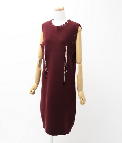 MARTIN MARGIELA マルタンマルジェラ ワンピース サイズXS ニット ノースリーブ ウール チューブドレス ステッチ ミディ【最終値下げ】 ブランド古着【中古】20230508/GN2981