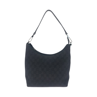 GUCCI グッチ ブラック シルバー金具 GGキャンバス レザー/ ショルダーバッグ ハンドバッグ 601678 【中古】