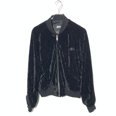 Stussy velvet bomber jacket Black