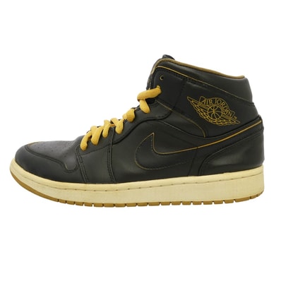 NIKE ナイキ 16SS 554724-042 Air Jordan 1 Mid Black Metallic Gold エアジョーダン1 ミッド ブラック メタリックゴールド スニーカー ブラック系 27cm【中古】