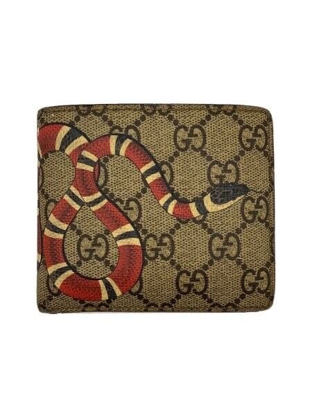 GUCCI Kingsnake Print GG Supreme Coin Wallet "Beige/Ebony"