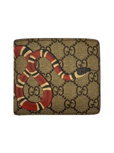 GUCCI Kingsnake Print GG Supreme Coin Wallet "Beige/Ebony"