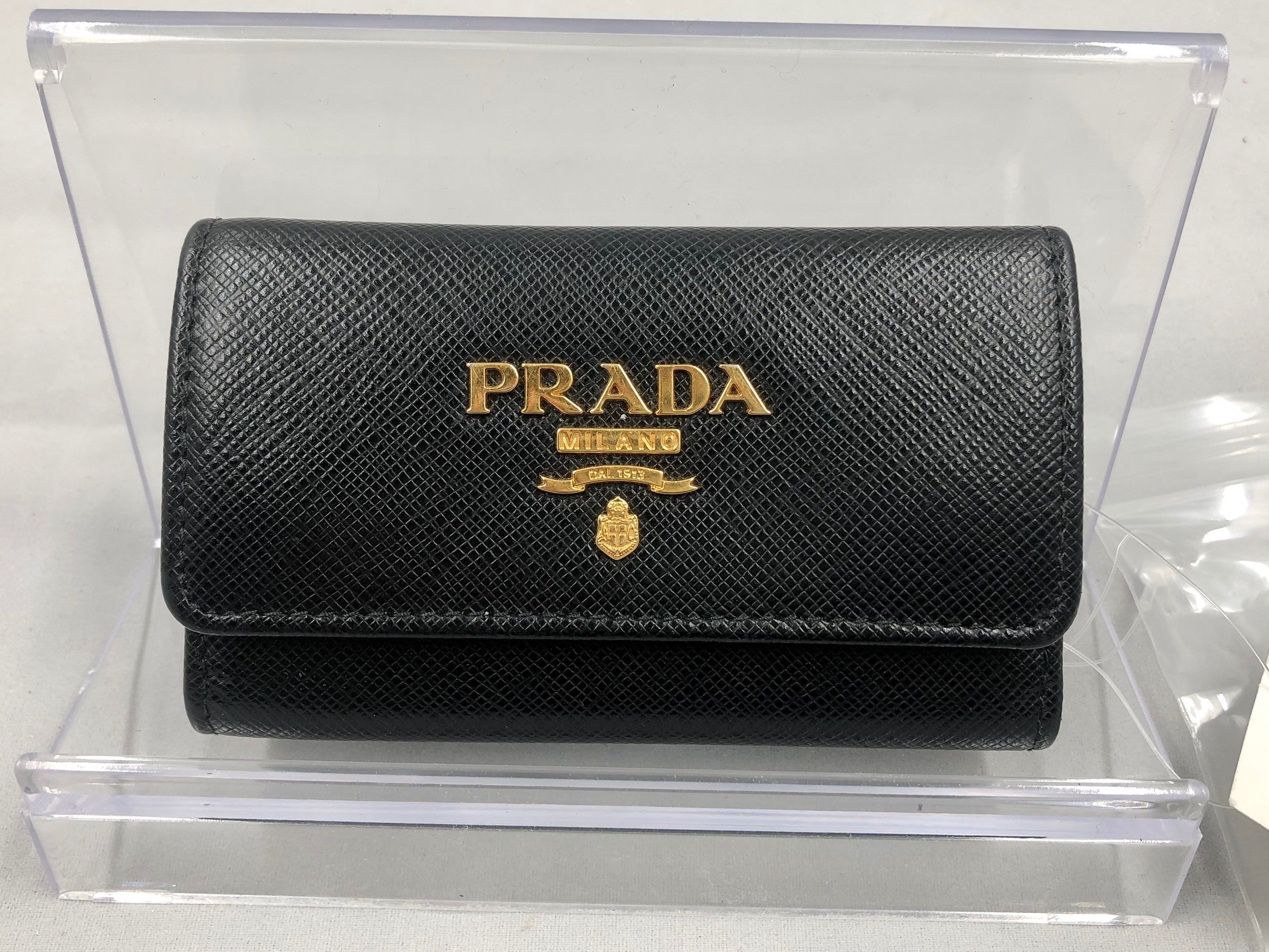 PRADA Saffiano Leather Key Case "Black"