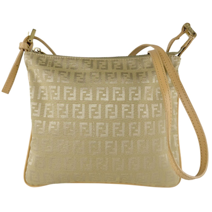 フェンディ FENDI ショルダーバッグ ズッキーノ ナイロンキャンバス ベージュ レディース【中古】 z9794