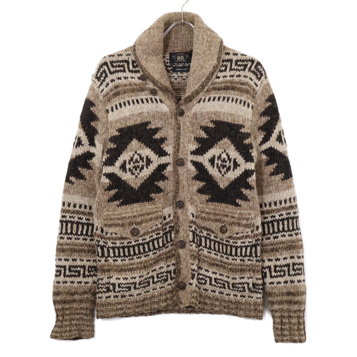 ダブルアールエル 【国内正規】782911229001 ネイティブ柄 カウチンハンド ショールカラー ニットカーディガン/ XS/TP