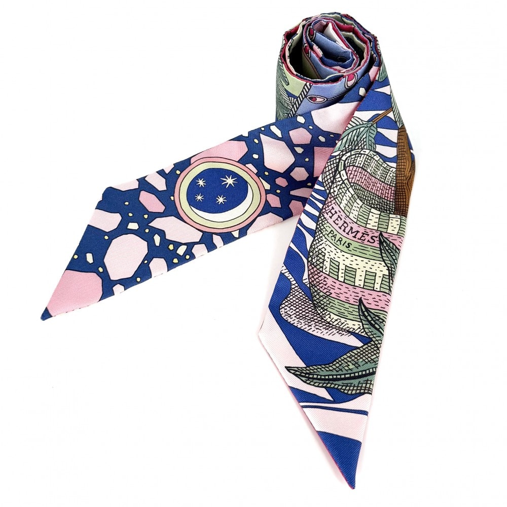 HERMES エルメス スカーフ ツイリー LA DANCSE DES AMAZONES アマゾンのダンス Twilly ファッションアイテム シルク    マルチカラー レディース 美品【中古品】