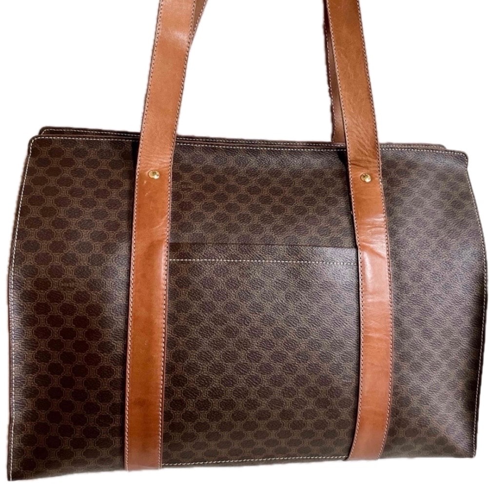 CELINE セリーヌ 大容量 マカダム PVC レザー 肩がけ トートバッグ