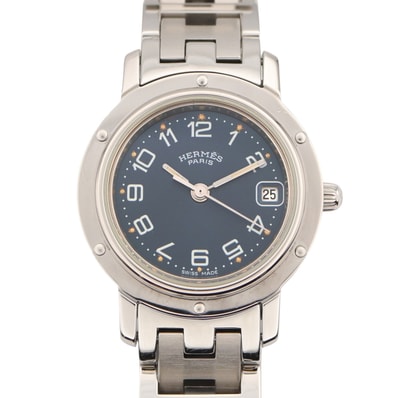 エルメス HERMES クリッパー 腕時計 時計 ステンレススチール レディース ブルー系 CL4.210 【中古】