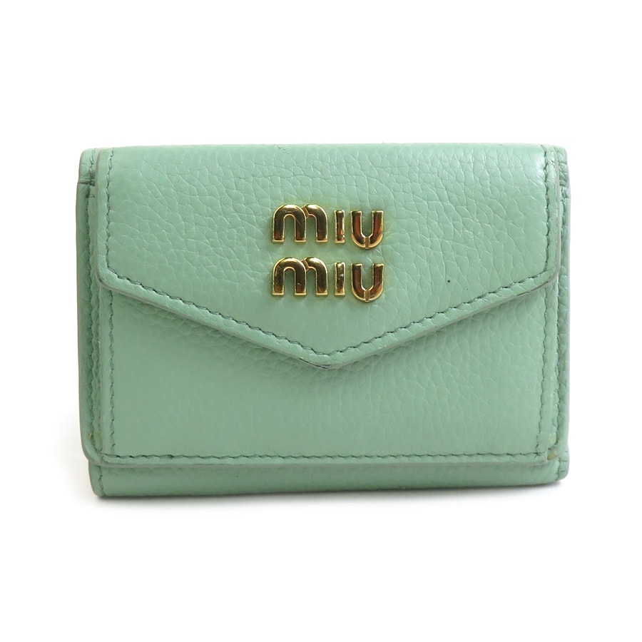 C (やや傷や汚れあり)】ミュウミュウ MIUMIU 三つ折り財布 レザー