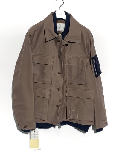 WTAPS x sacai Cotton Back Satin Jacket 02 / Jacket / Cotton Back Satin "Beige"