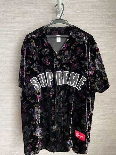 Supreme Floral Velour Baseball Jersey "Black"