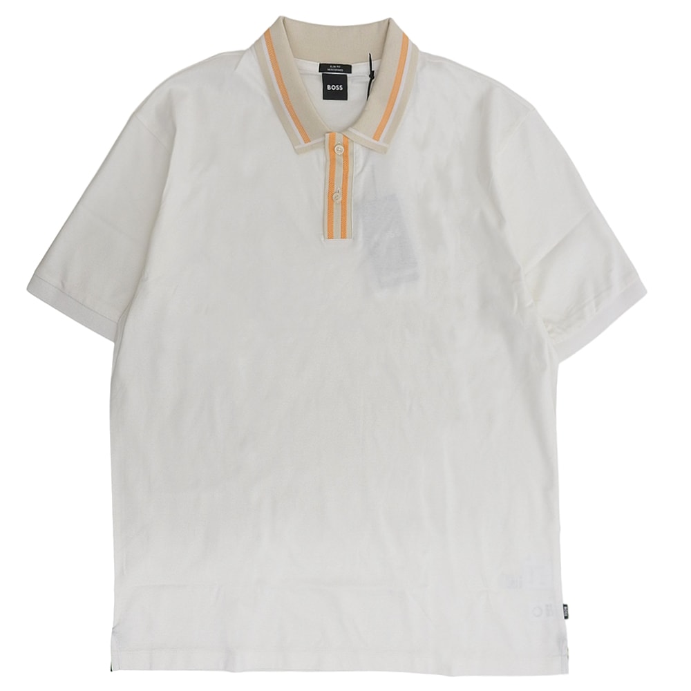 ボス 新品同様 コントラスト ストライプ ポロシャツ トップス メンズ ホワイト XXL 50513366 XXL
