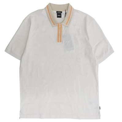 ボス 新品同様 コントラスト ストライプ ポロシャツ トップス メンズ ホワイト XXL 50513366 XXL