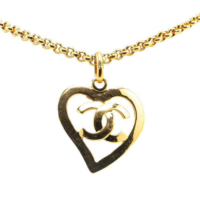 シャネル ヴィンテージ ココマーク ハート モチーフ ネックレス ゴールド メッキ レディース CHANEL 【中古】