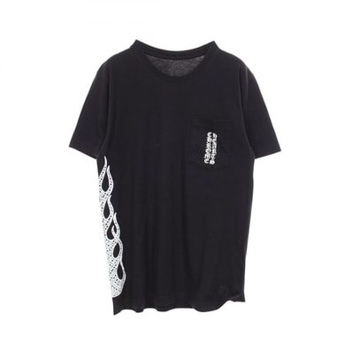 クロムハーツ CHROME HEARTS SIDE FLAME クルーネック 半袖Tシャツ 衣料品 トップス コットン メンズ ブラック系 【中古】