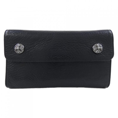 Chrome Hearts Wave Cross Ball Button Leather Wallet "Black/Silver"