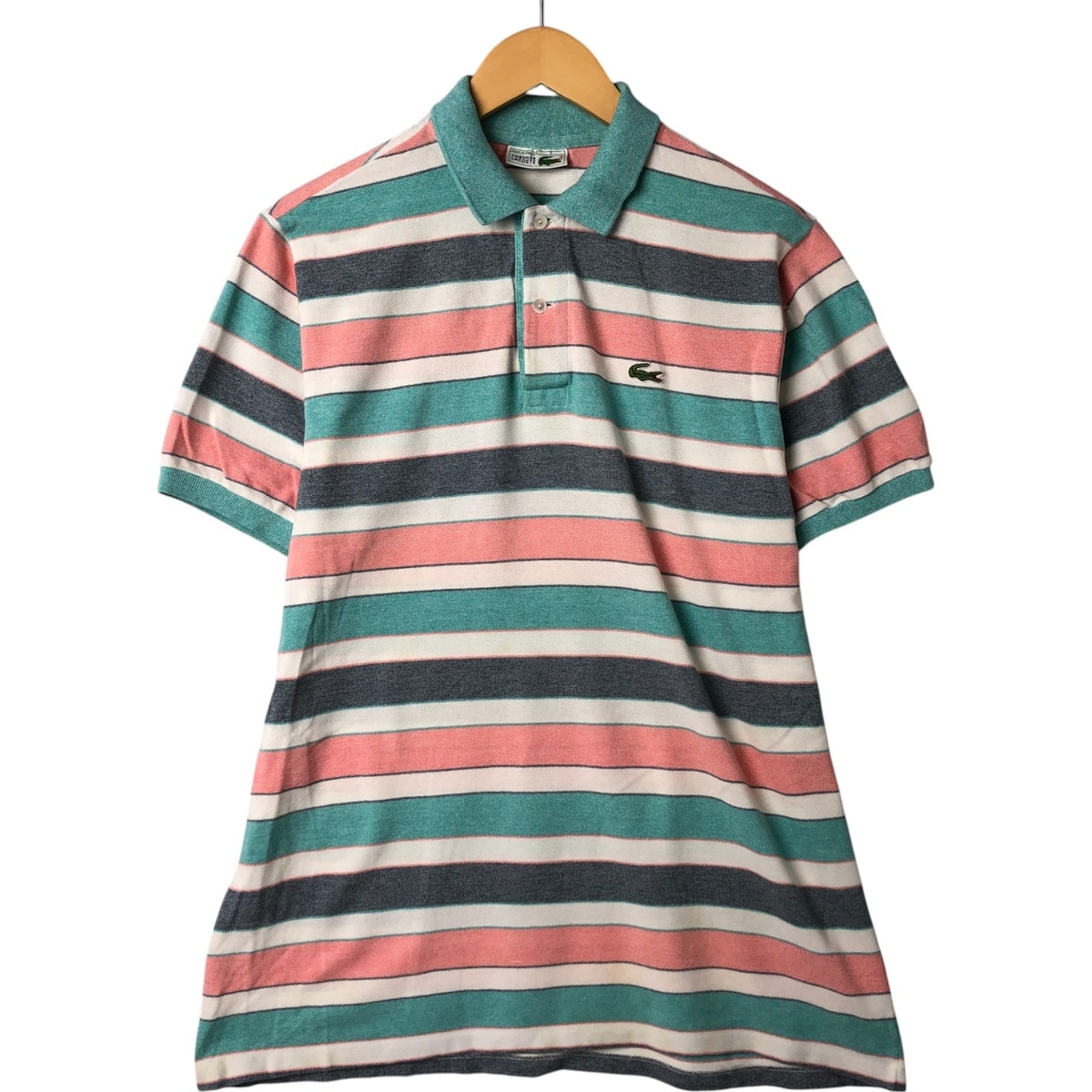 古着 80年代 ラコステ LACOSTE CHEMISE フレンチラコステ 半袖 ボーダー ポロシャツ フランス製 5 メンズL相当 ヴィンテージ/eaa546035