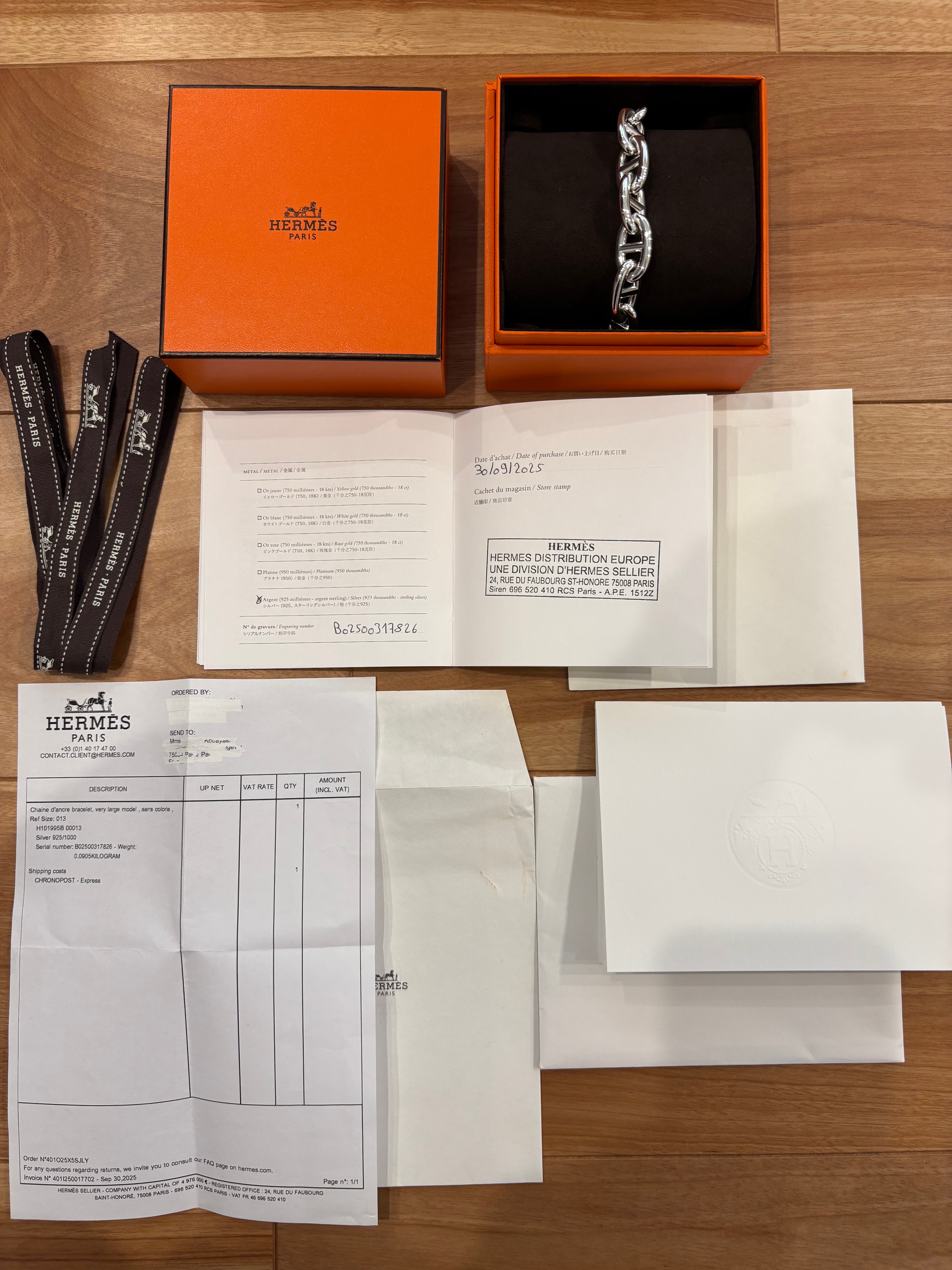 Hermes Chaine D'ancre TGM Bracelet "Silver"