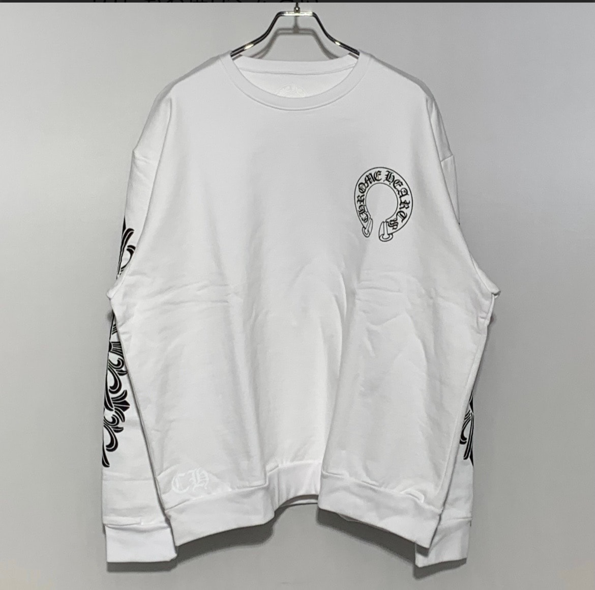 Chrome Hearts Floral Cross Horseshoe Back Print Sweatshirt "White"