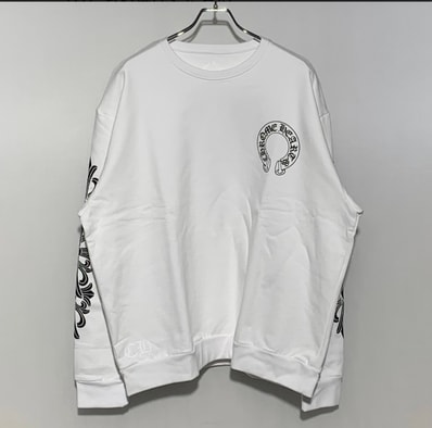 Chrome Hearts Floral Cross Horseshoe Back Print Sweatshirt "White"