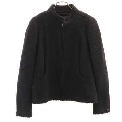 CHANEL シャネル フランス製 アンゴラブレンド ツイードジャケット 40 チャコールグレー