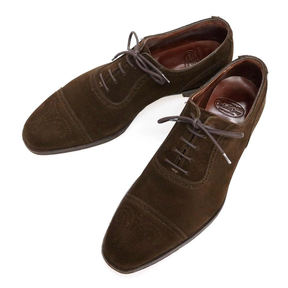 【中古】クロケットアンドジョーンズ CROCKETT&JONES ハンドグレード ALBION スエード ドレスシューズ ダークブラウン【サイズ7 1/2 E】【メンズ】