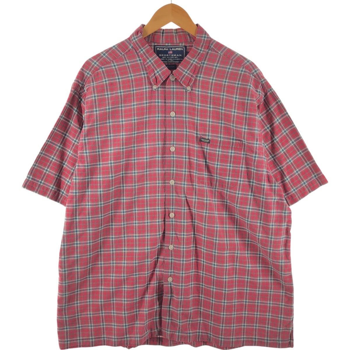 古着 ラルフローレン Ralph Lauren SPORTSMAN 半袖 ボタンダウン チェックシャツ メンズXXL相当/eaa533031