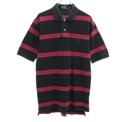 Polo by Ralph Lauren ポロバイラルフローレン ボーダー柄 半袖 ポロシャツ M ブラック