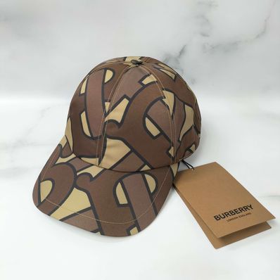 BURBERRY TB Nylon Monogram Baseball Cap "Bridle Brown"