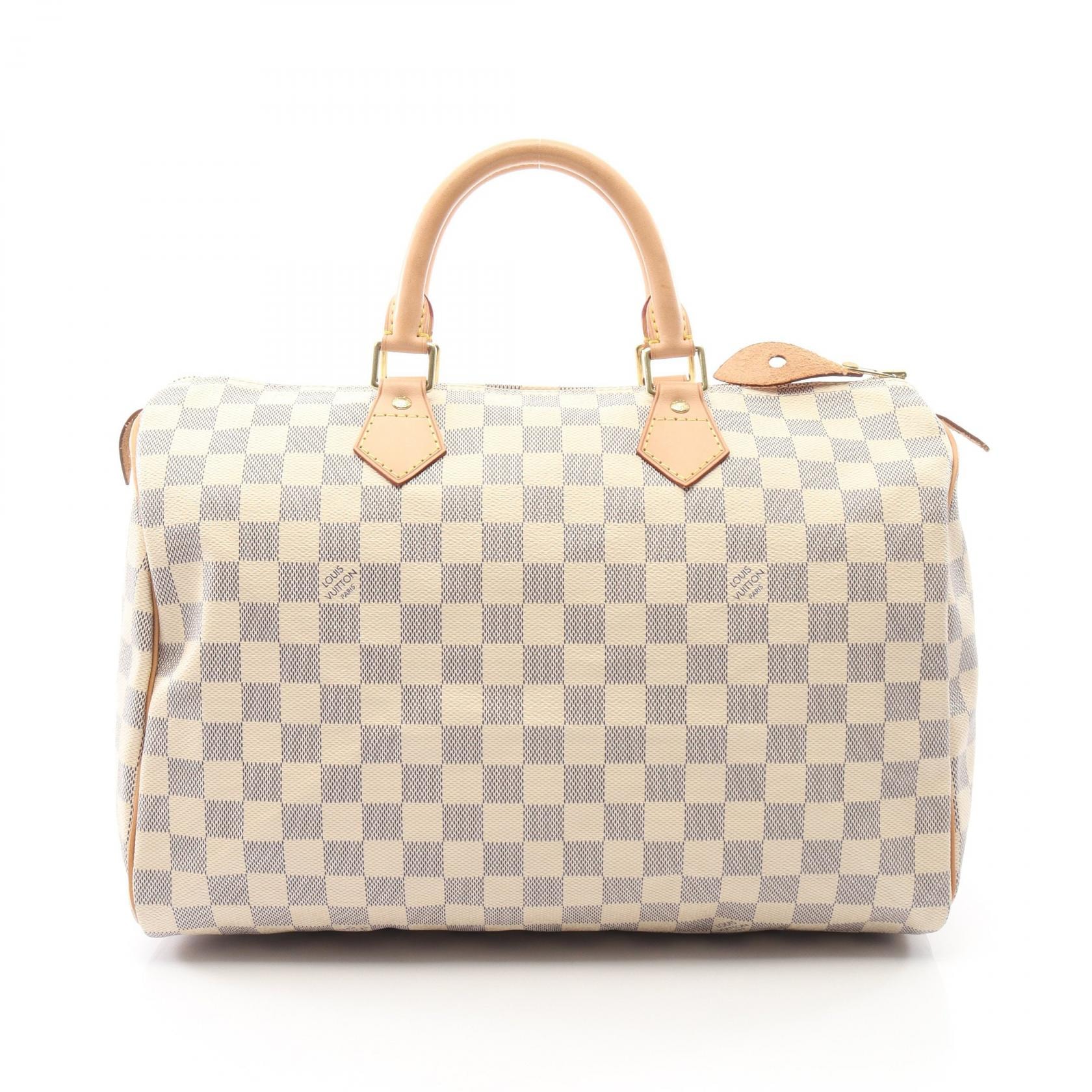 ルイ・ヴィトン LOUIS VUITTON スピーディ35 ハンドバッグ バッグ PVCコーティングキャンバス レザー ダミエ・アズール レディース ホワイト系 N41535 【中古】