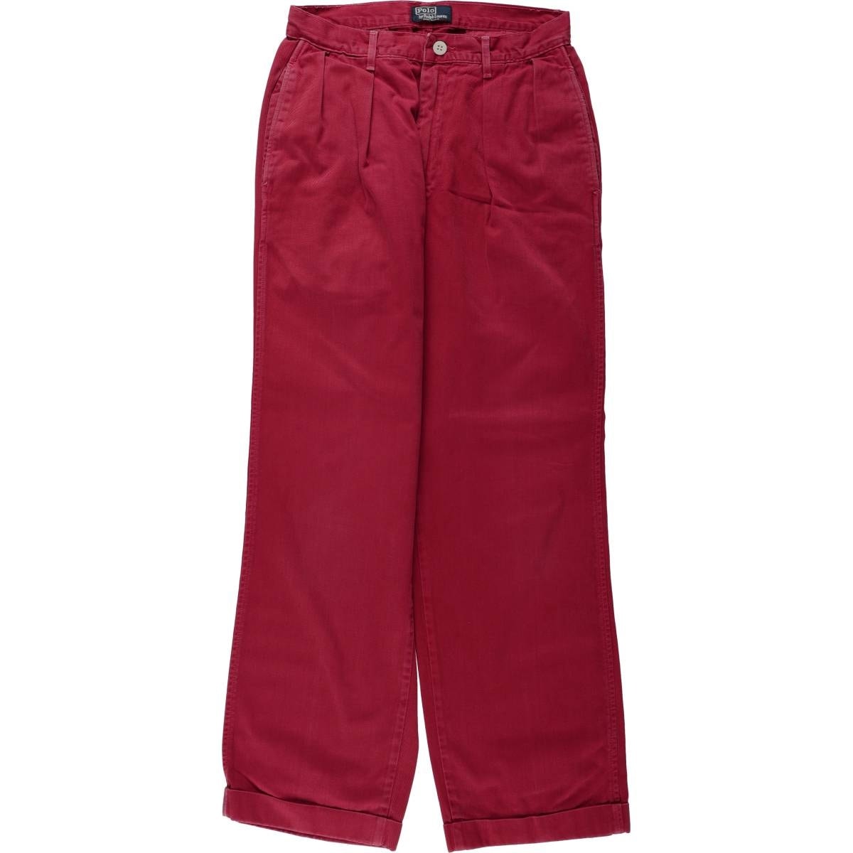 古着 ラルフローレン Ralph Lauren POLO by Ralph Lauren ツータック チノパンツ USA製 レディースL(w28)相当/eaa655276