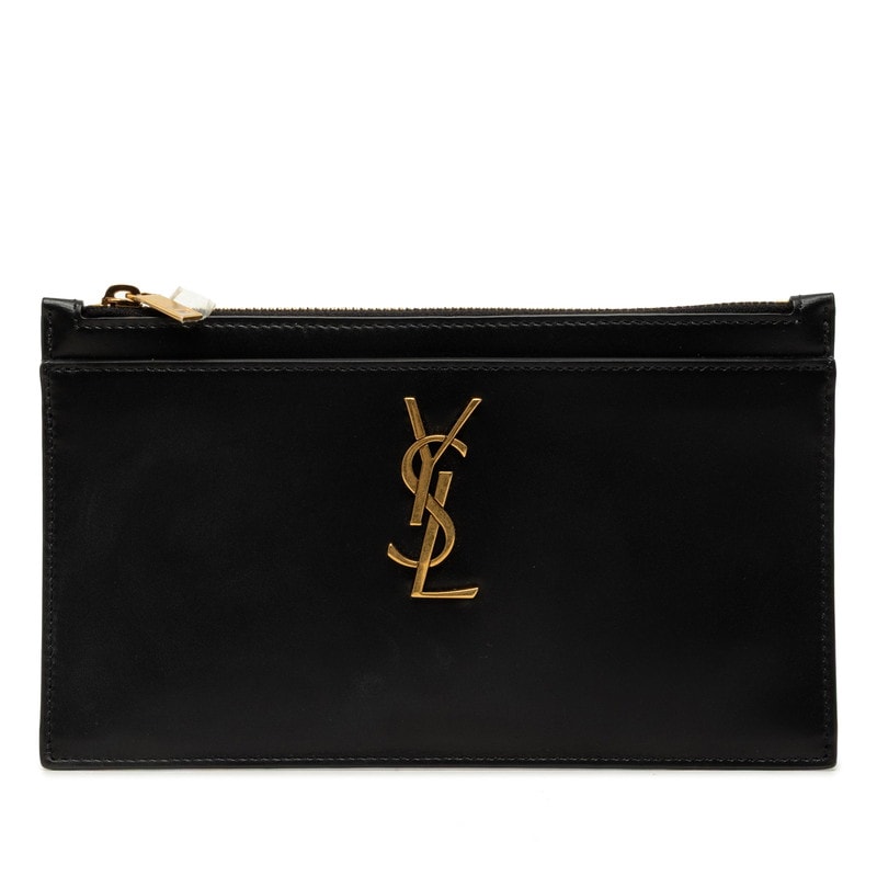 サンローラン YSLロゴ ポーチ 636316 ブラック レザー レディース SAINT LAURENT 中古