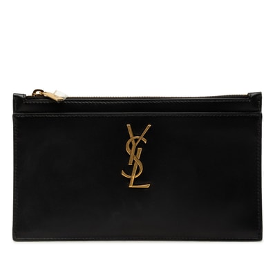 サンローラン YSLロゴ ポーチ 636316 ブラック レザー レディース SAINT LAURENT 中古