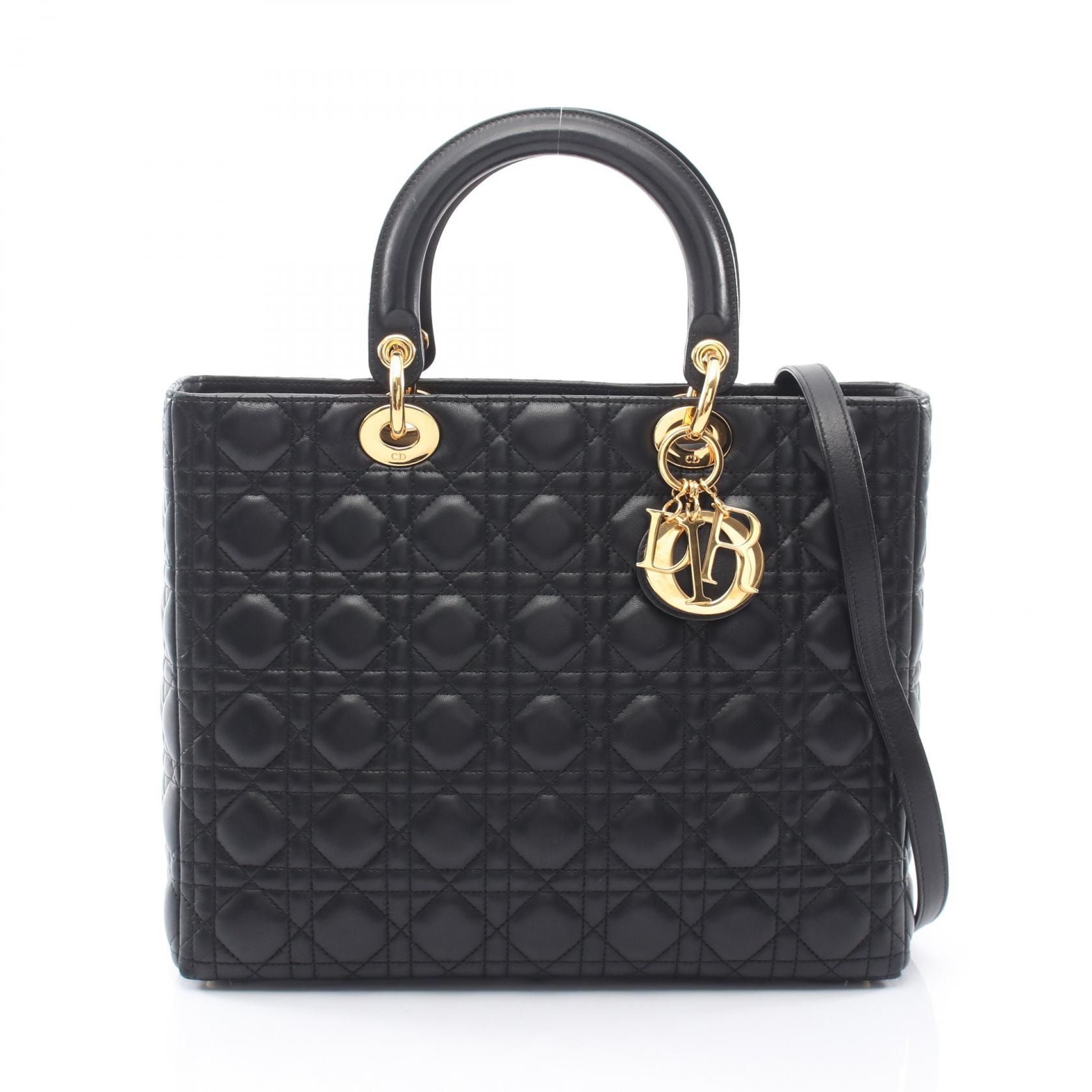 ディオール Dior レディディオール ラージ カナージュ ラージ 2WAY ハンドバッグ バッグ レザー レディース ブラック系 【中古】