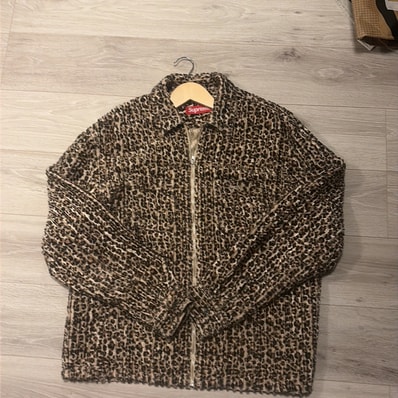 Supreme Leopard Frayed Zip Up Shirt "Tan"