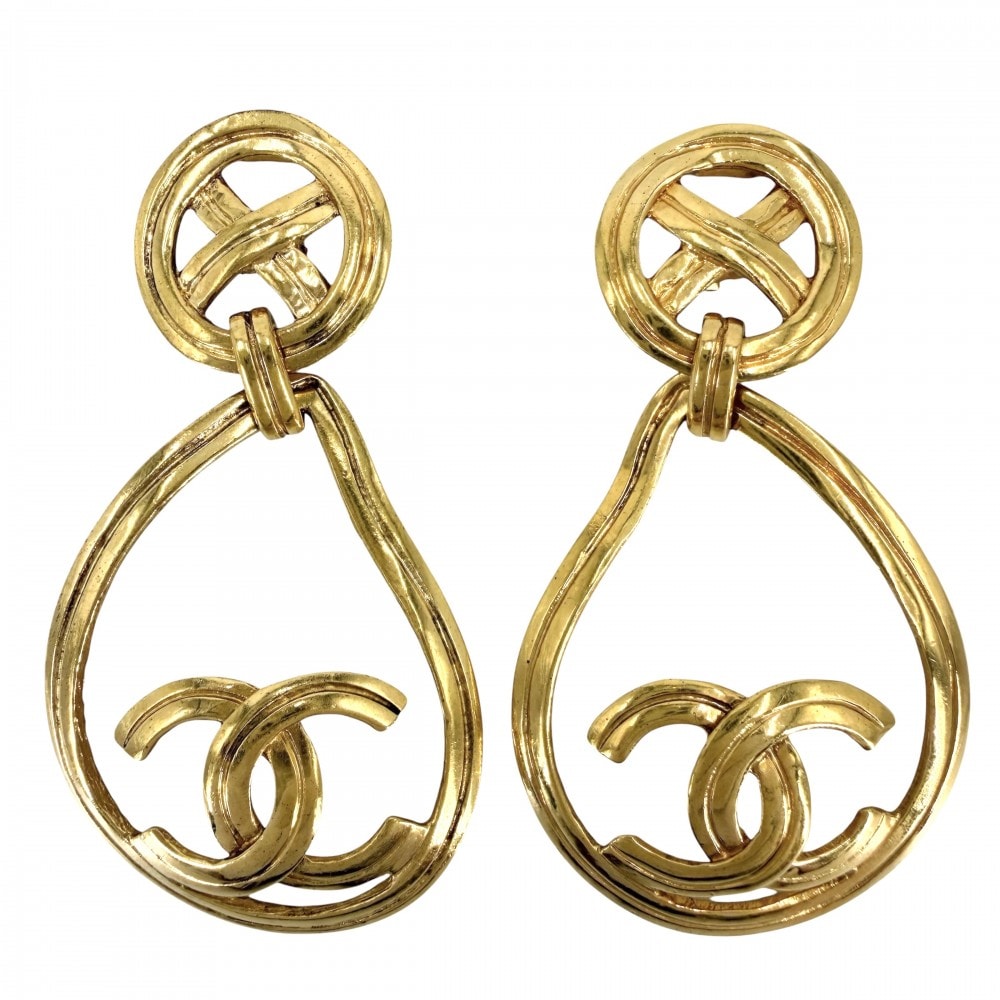 CHANEL シャネル イヤリング ココマーク アクセサリー ヴィンテージ スイング GP 96P ゴールド レディース 約25.6g 1996年【中古品】
