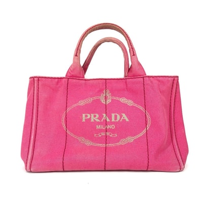 プラダ PRADA カナパ ロゴ M 1BG642 カバン ハンドバッグ トートバッグ キャンバス ピンク