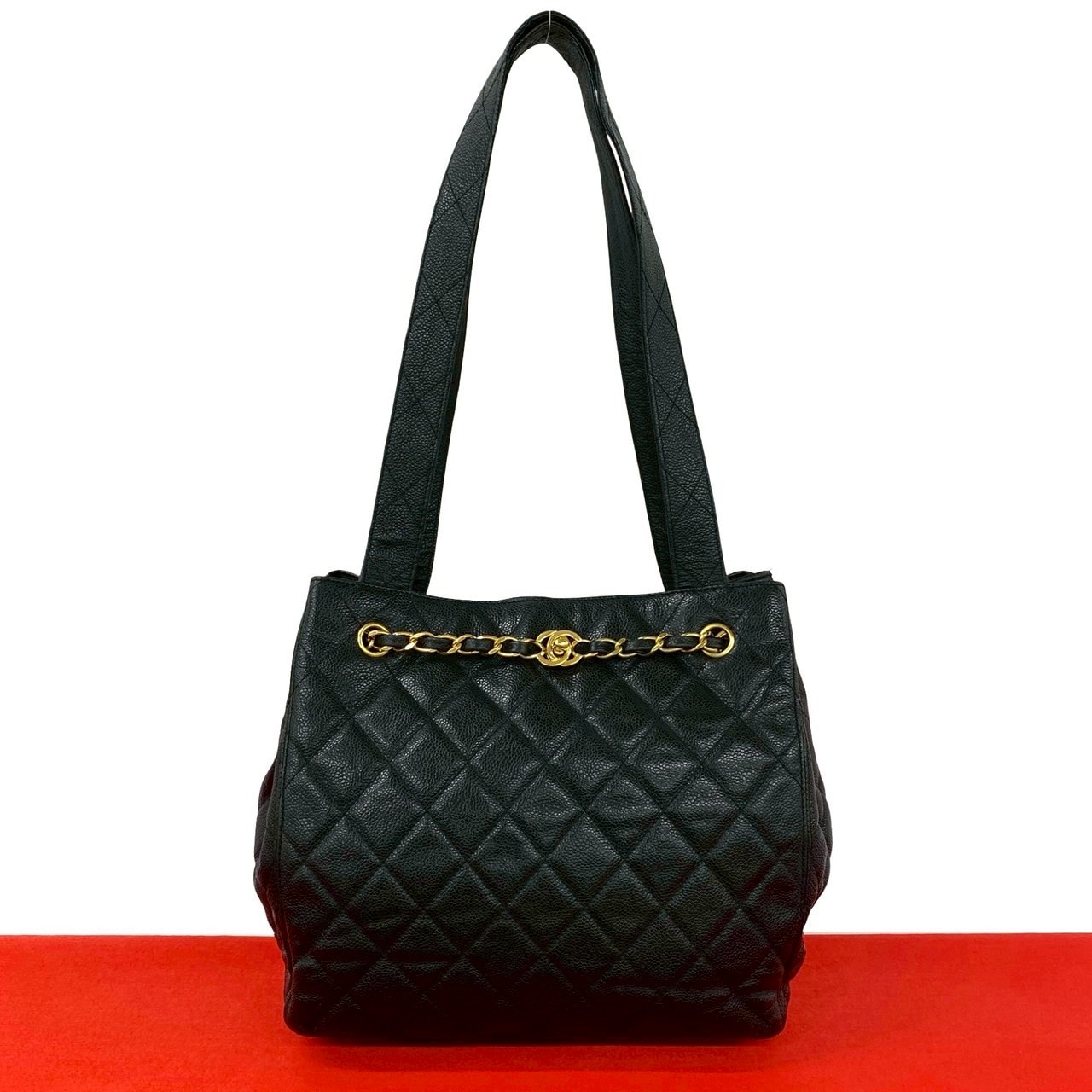 CHANEL シャネル マトラッセ ココマーク キャビアスキン トートバッグ ブラック
26788