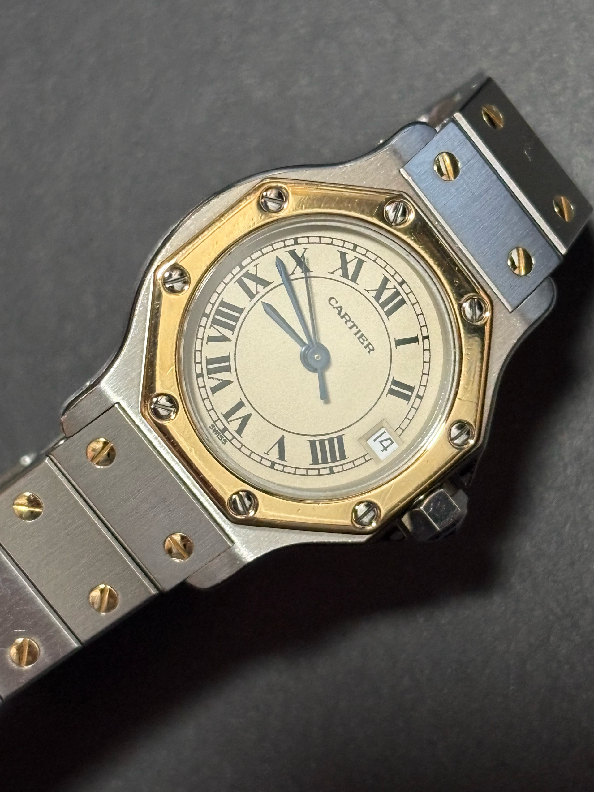 カルティエ サントス Cartier Santos 時計 K18YG/SS アイボリー