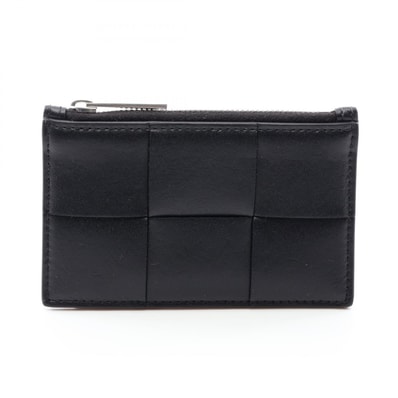 ボッテガヴェネタ BOTTEGA VENETA カセット カードケース コインケース 財布 レザー レディース ブラック系 【中古】