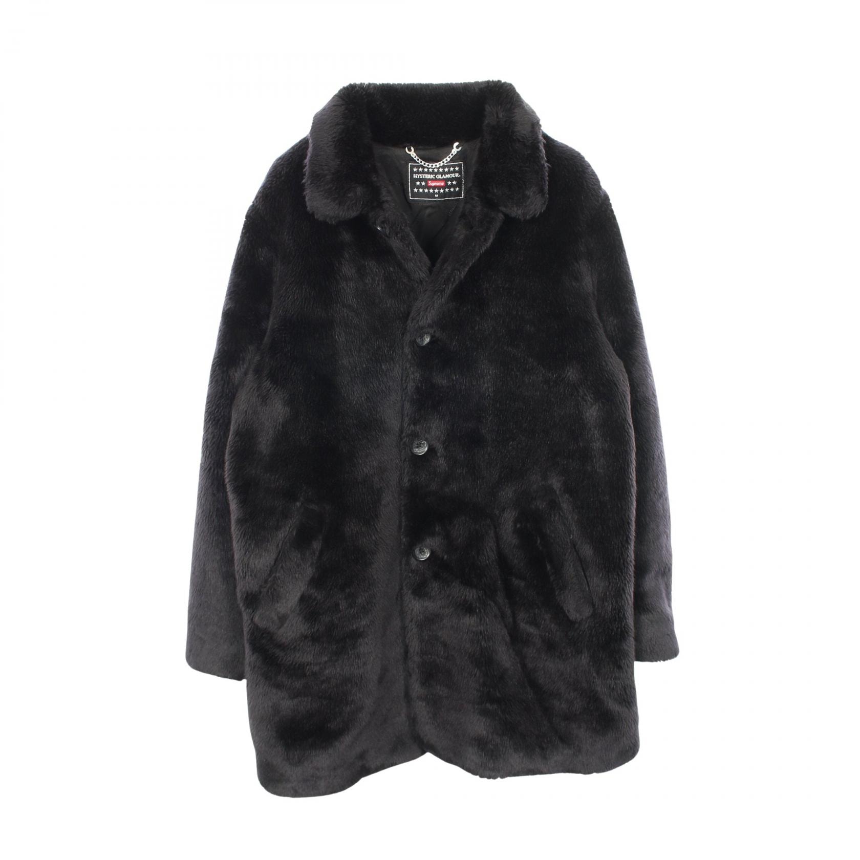Supreme x HYSTERIC GLAMOUR Fuck You Faux Fur Coat "Black"