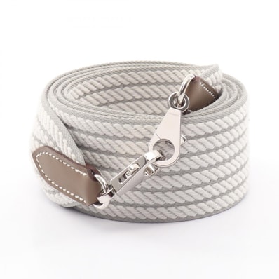 エルメス HERMES バンドリエール サングル コルダージュ 50mm グリペール エトゥープ ショルダーストラップ アクセサリー キャンバス レザー ヴォースイフト トワル グリペール レディース ホワイト系 / グレー系