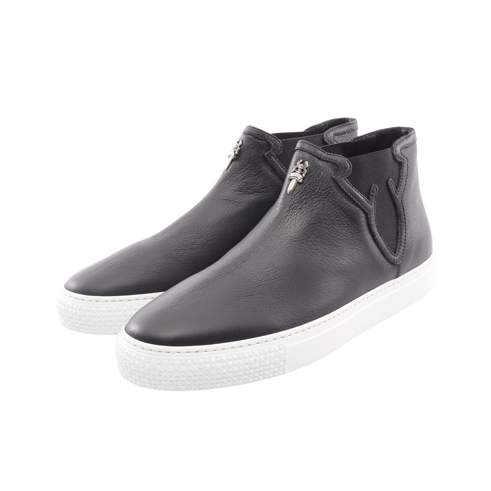 クロムハーツ CHROME HEARTS Dagger MID TOP ハイカット スリッポン 靴 レザー メンズ ブラック系 【中古】