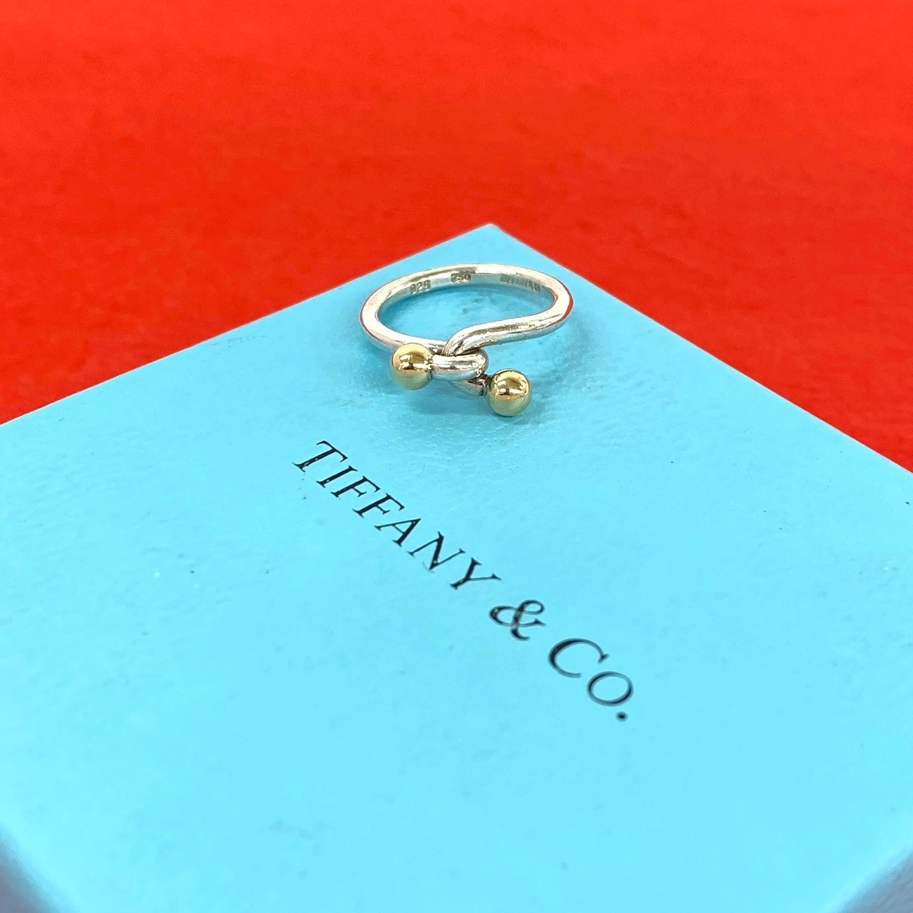 TIFFANY&Co. ティファニー フック&アイ リング シルバー925 K18イエローゴールド リング・指輪 8号 シルバー
 91208