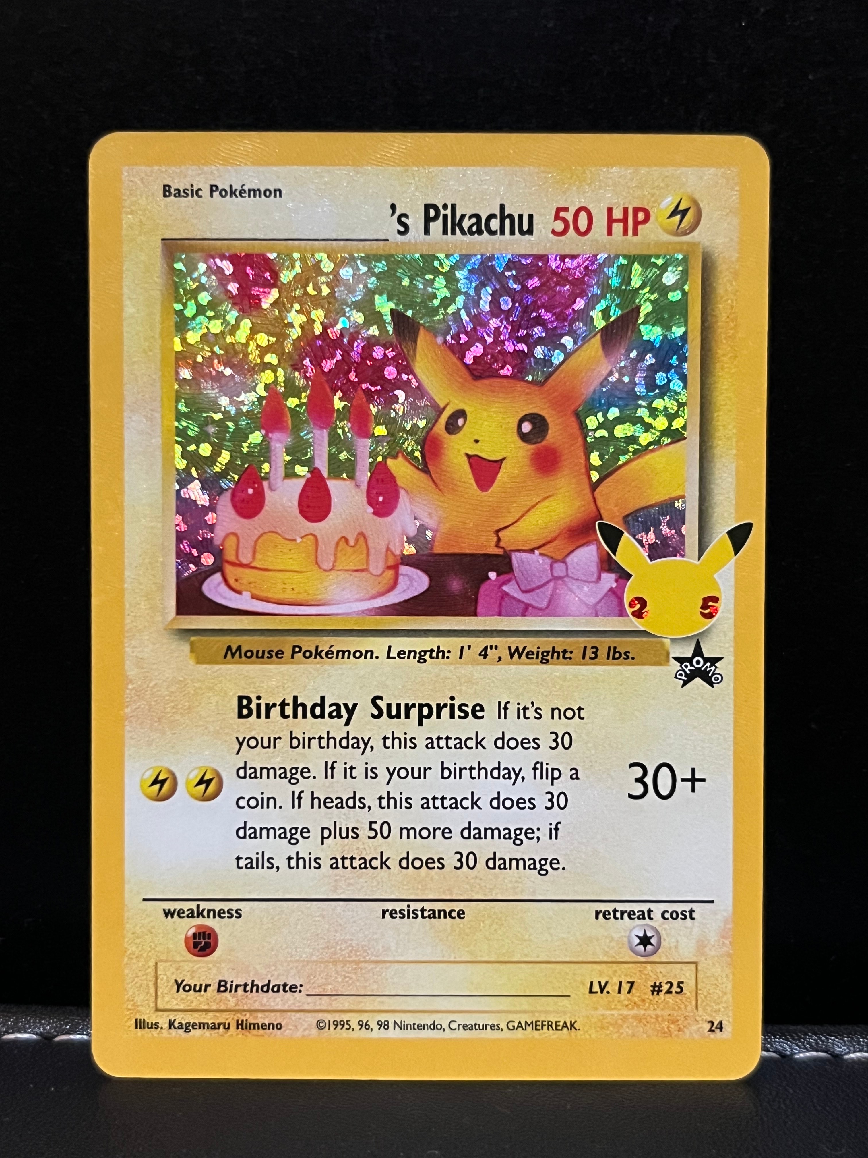 _のピカチュウ(お誕生日ピカチュウ)【英語版】(ソード&シールド「セレブレーションズ」)