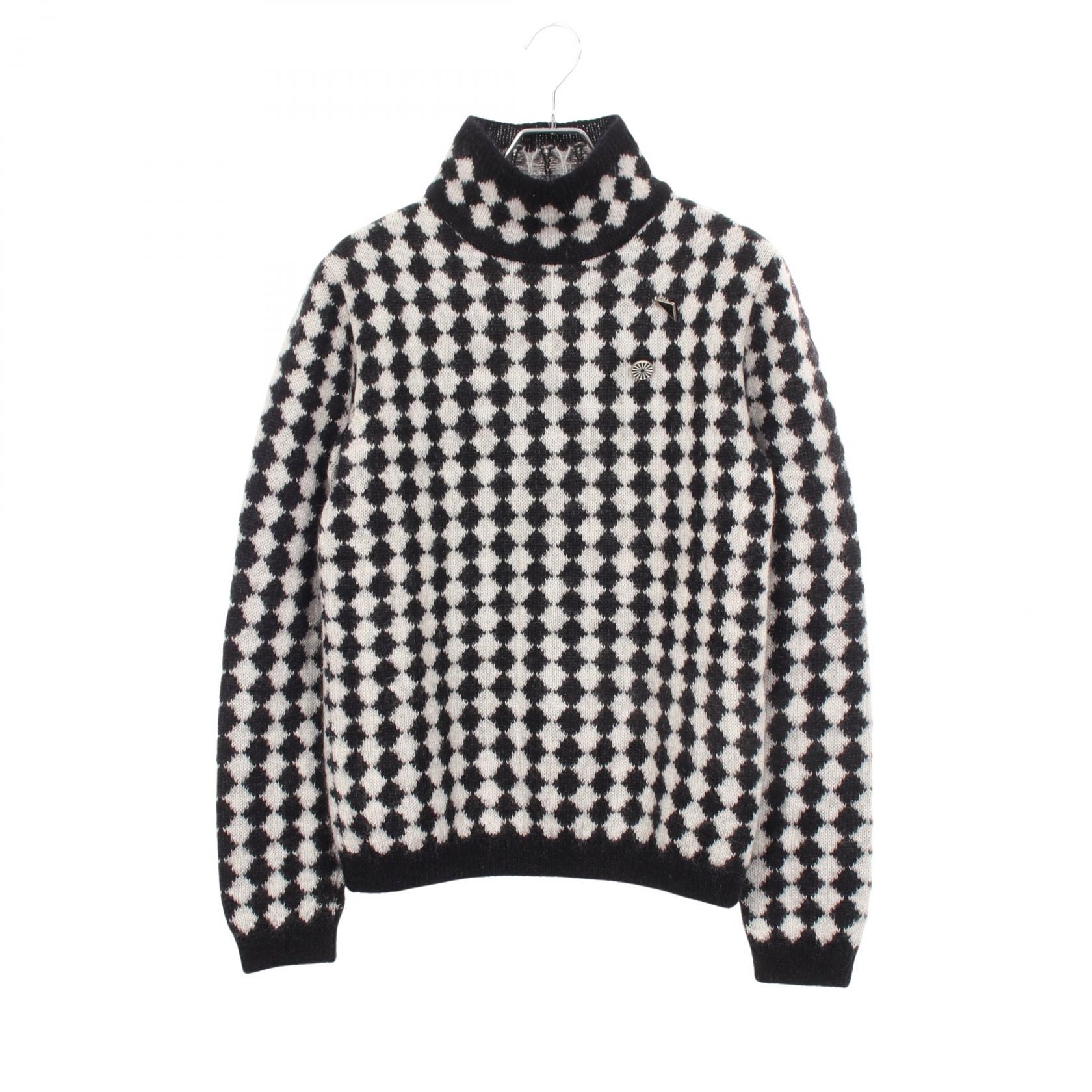 サンローランパリ SAINT LAURENT PARIS ブローチ付き 千鳥格子柄 ニット 衣料品 トップス ウール モヘヤ メンズ ブラック系 / ホワイト系 665881 【中古】