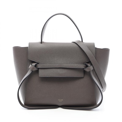 セリーヌ CELINE BELT BAG MICRO ベルトバッグ マイクロ 2WAY ハンドバッグ バッグ レザー レディース グレー系 189153 【中古】