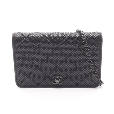 シャネル CHANEL マトラッセ ビジュー ブラック金具 ショルダーバッグ バッグ レザー レディース ブラック系 【中古】