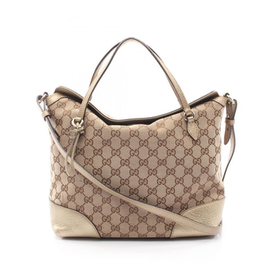 グッチ GUCCI ブリー GGキャンバス 2WAY ハンドバッグ バッグ キャンバス レザー レディース ベージュ系 / ゴールド系 353120 【中古】